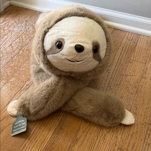 Snuggie the Sloth Stuffed Animal - Brown and Cream Weighted